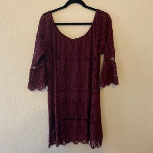 Beautiful burgundy wedding guest dress